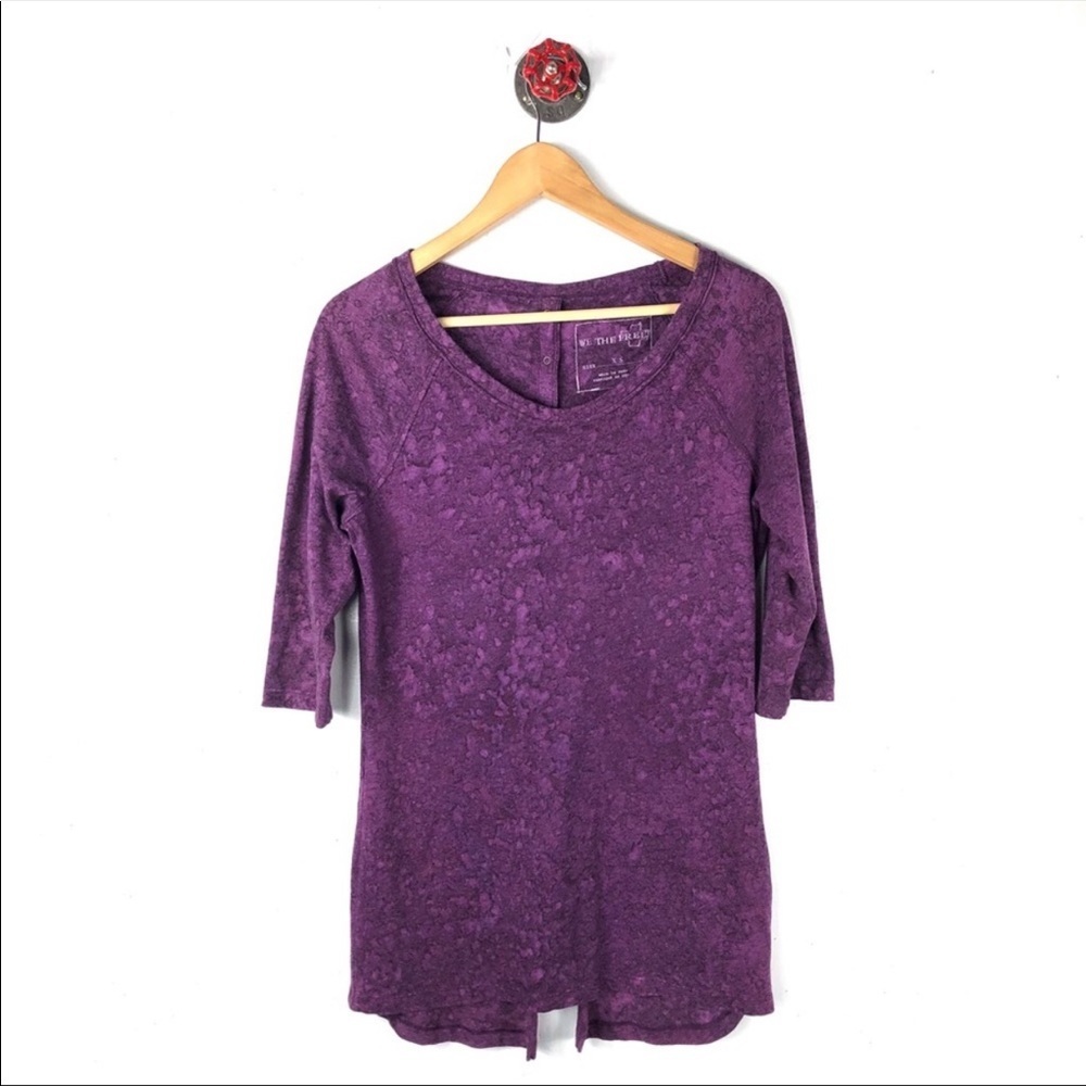 Free People We The Free Tee Purple XS Split Back - Picture 3 of 7